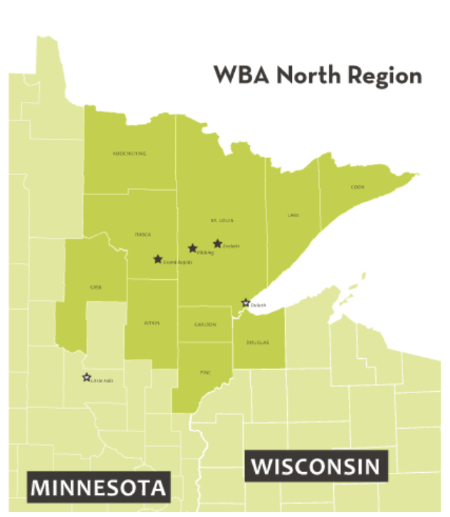 Map of MN WBA North Region