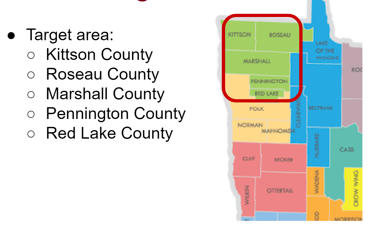 A picture showing counties in MN.