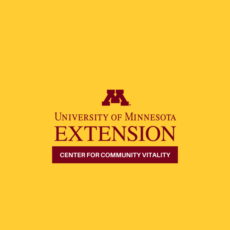 An image promoting the UMN Extension Center for Community Vitality Podcast.