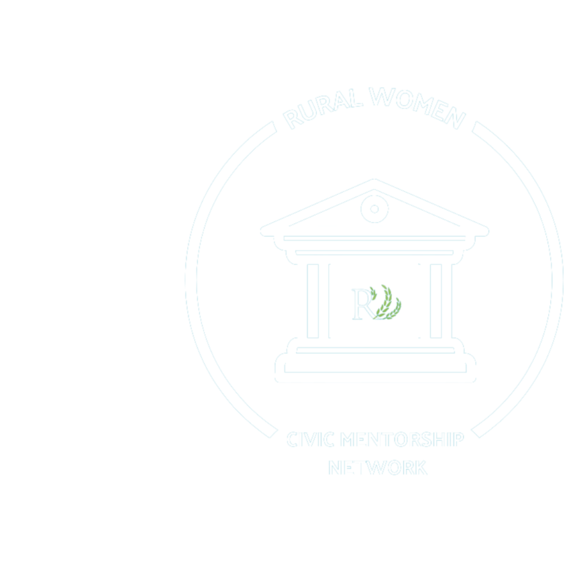 A logo promoting the 100 Rural Women Civic Mentorship Network.