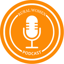 orange circle containing the words rural women podcast and an old style microphone